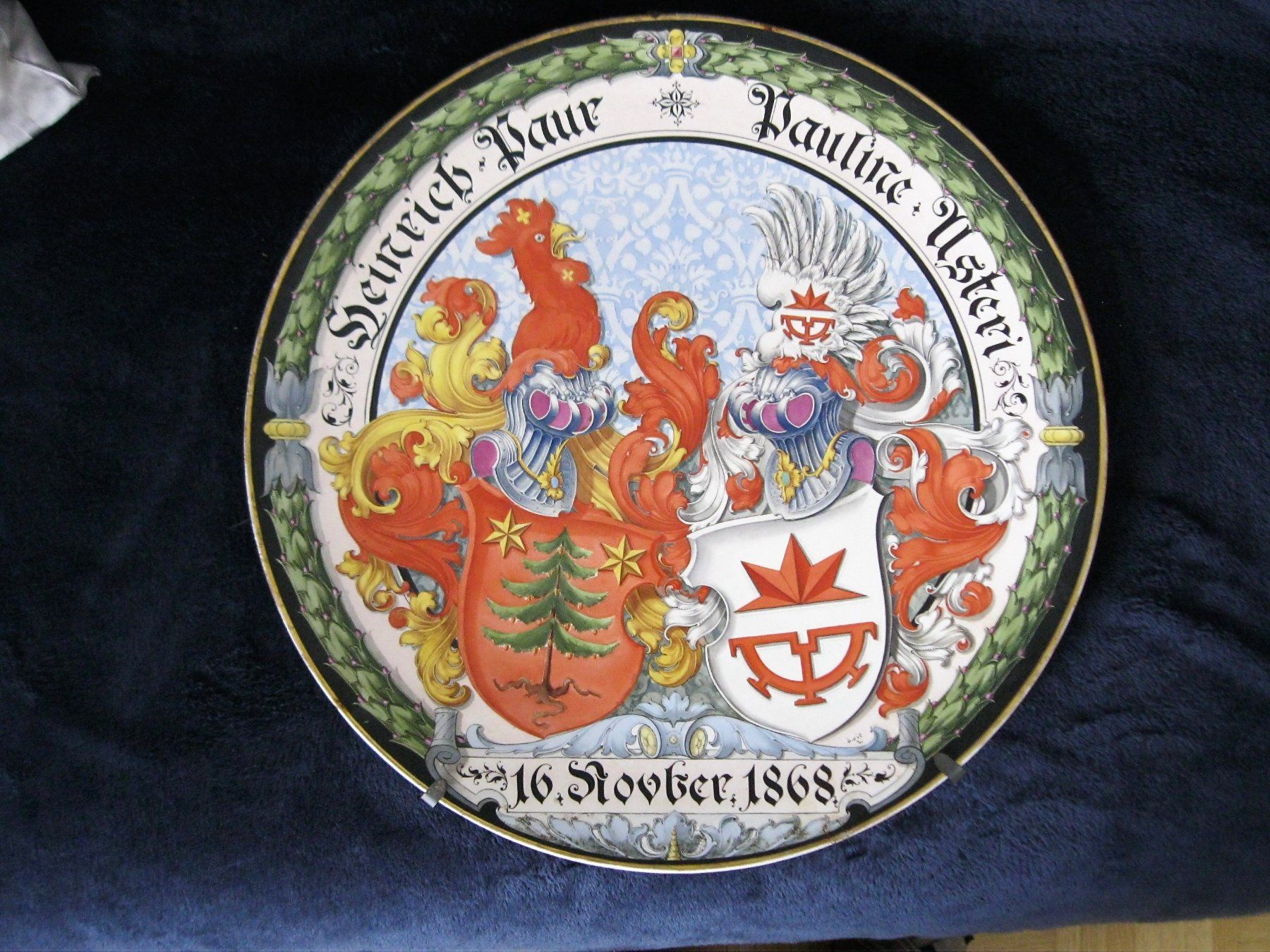 Piatti: ISTORISCHE  KERAMIK  WANDTELLER  1868 – Usato da Männedorf venduto da Andreas2002 1