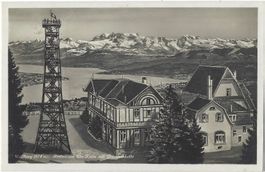 Uetliberg (874 m).  Restaurant  Uto-Kulm  m.  Glärnischkette