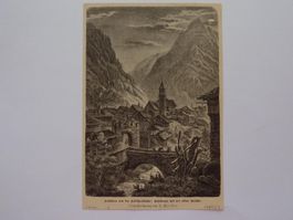 Göschenen mit der alten Brücke um 1890