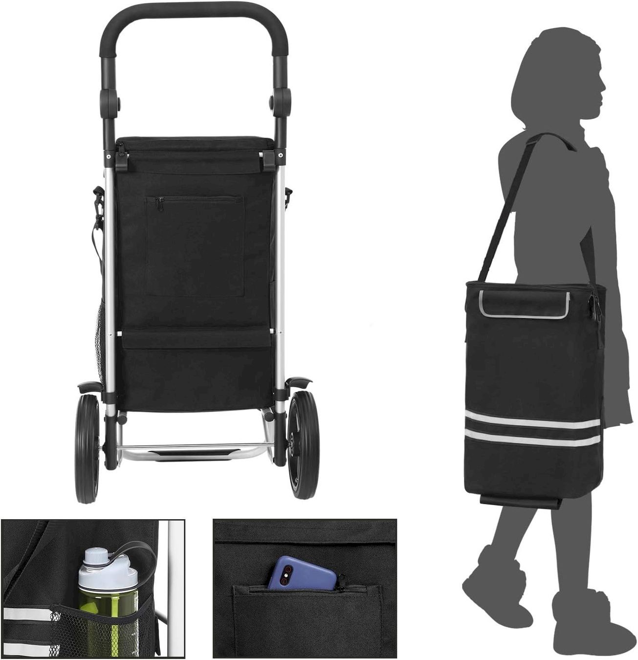 Altro per la casa: Einkaufstrolley klappbar 35L schwarz – Nuovo e nell'imballaggio originale da Bottighofen venduto da zaap 4