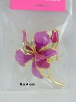 ORCHIDEE - Brosche mit Glitzersteinchen - Neu - 6x4cm