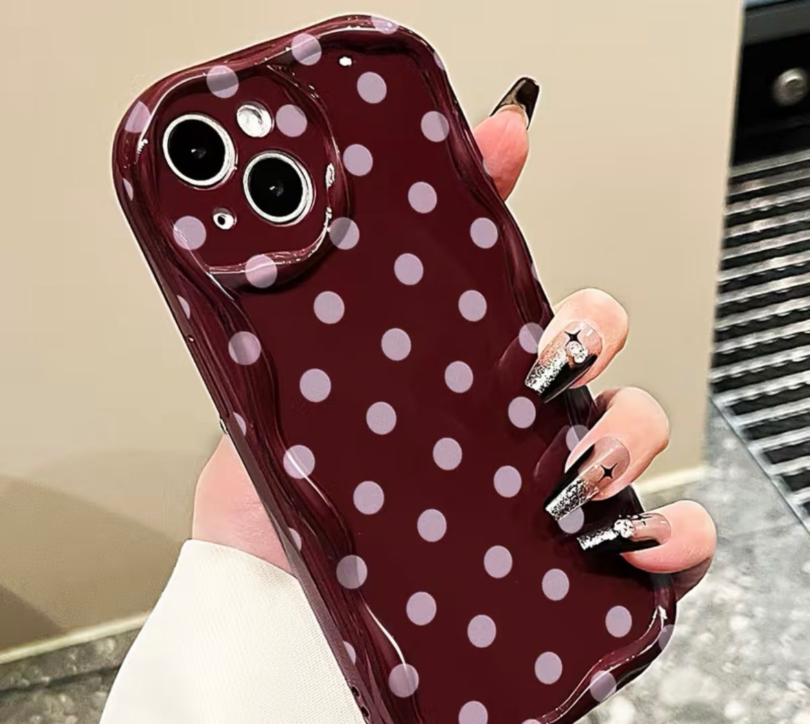 Cover & Protezioni schermo: Handyhülle iPhone Case Polka Dot bordeaux pink – Nuovo e nell'imballaggio originale da Kriessern venduto da loolah 1
