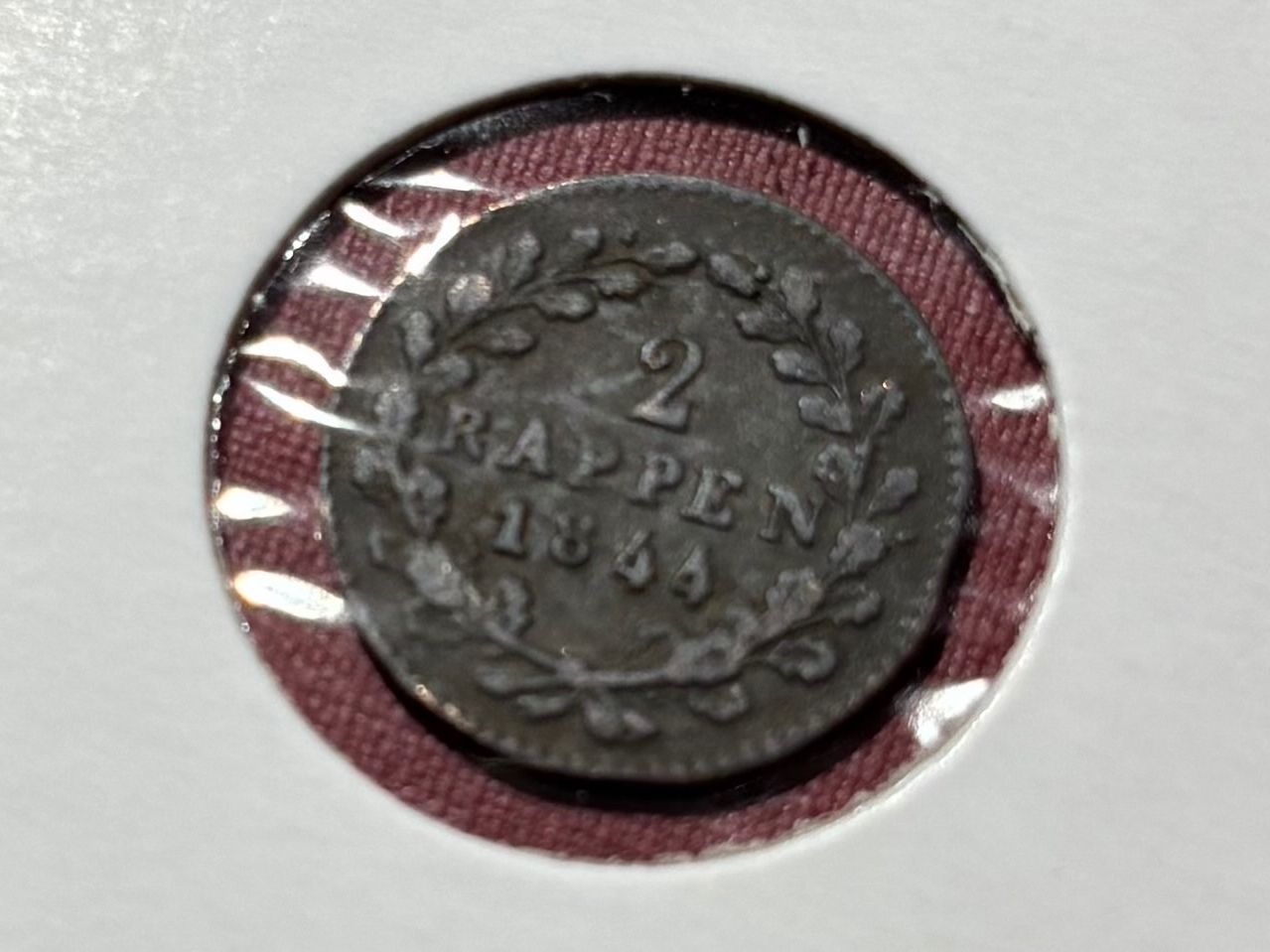 Tutti le monete: Kanton Schwyz 2 Rappen 1844 – Usato da Speicher venduto da CH-Schatzkammer 1