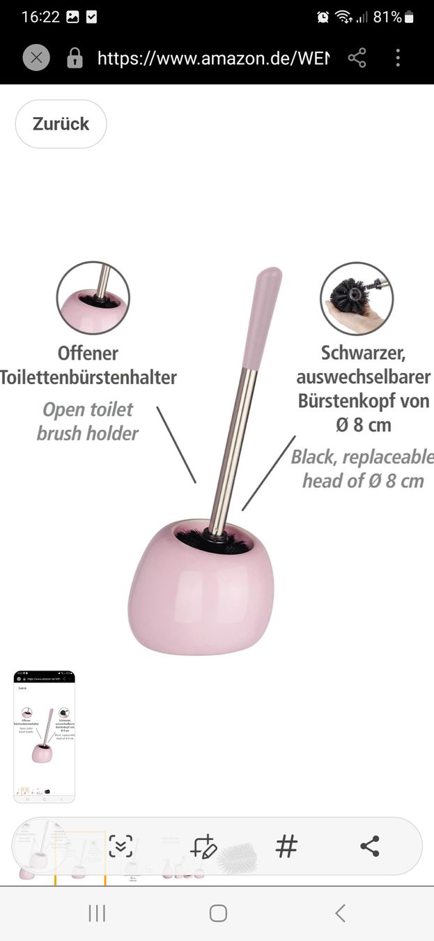 Altri accessori per il bagno: WC Bürste mit Halter Rosa/Silber, neu – Nuovo e nell'imballaggio originale da St. Gallen venduto da gab_8nvv 2