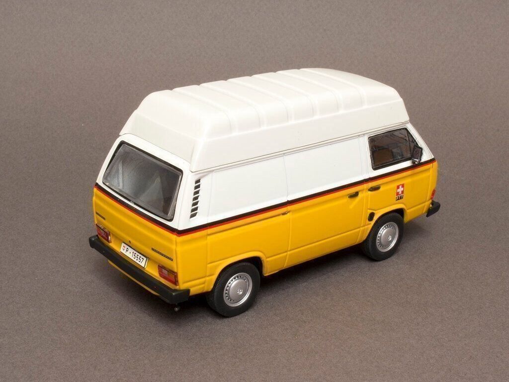 Volkswagen Modellautos: VW Bus T3 mit Hochdach PTT, 1:43 – Neu und originalverpackt aus Erlenbach im Simmental von Model_box 4