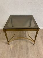 Vintage Regency Beistelltisch aus Messing mit Rauchglas