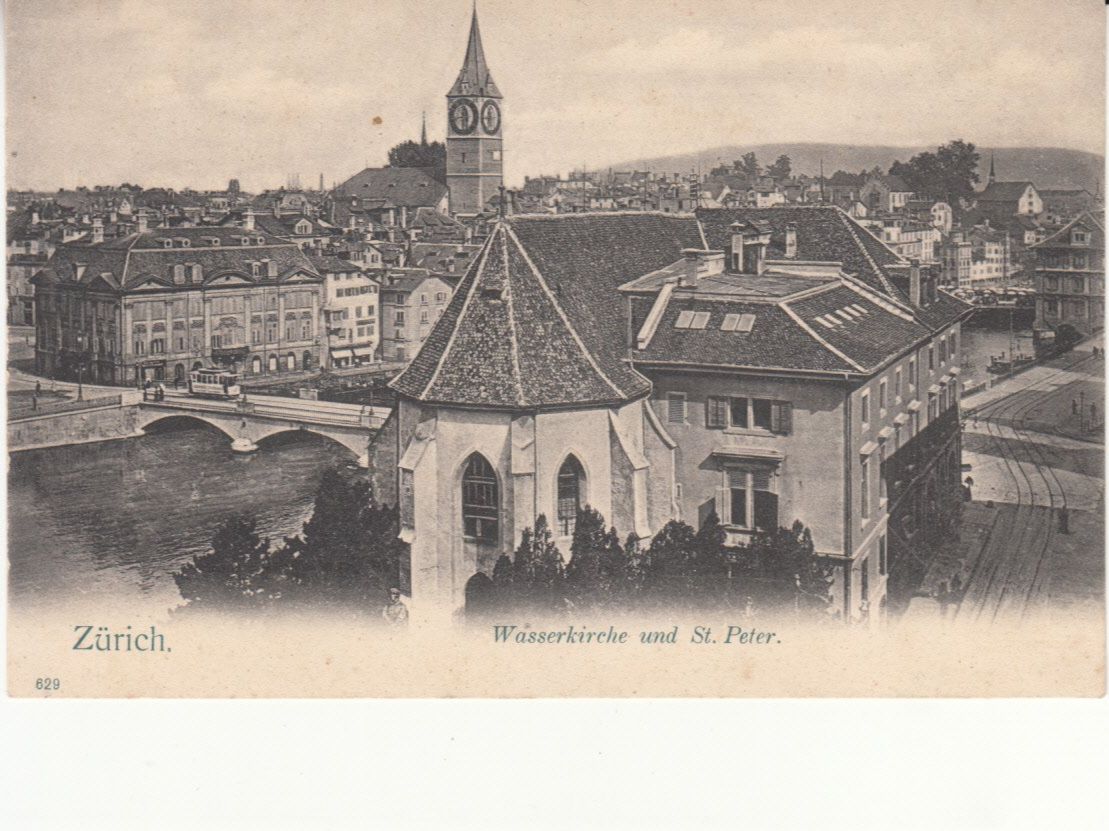 Cartoline postali: Zürich Wasserkirche ca. 1910 – Usato da Bürglen TG venduto da StampGraf