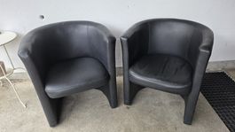2 Clubsesseln Leder schwarz gebrauchter Zustand