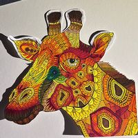 Bild von Hand gemalt "Giraffe" 21cm