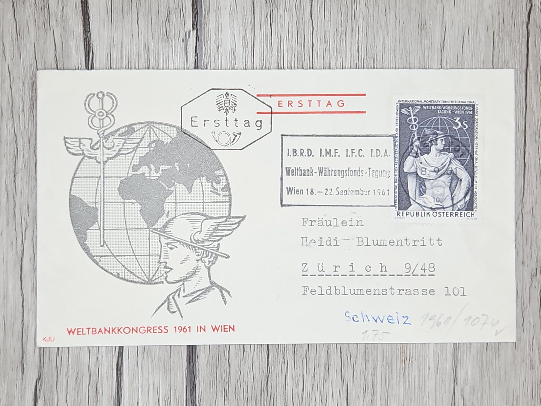 Tutti i francobolli: CL14 Enveloppe + Timbre Autriche 1961 – Usato da Cousset venduto da Patrick_Collections