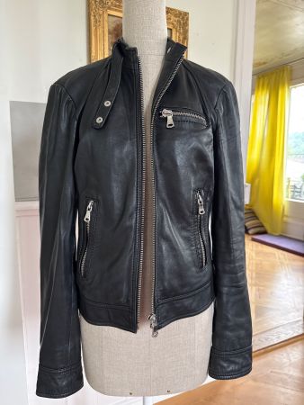 D&G Lederjacke schwarz Gr. 36/38 Sommer-Sale 💥