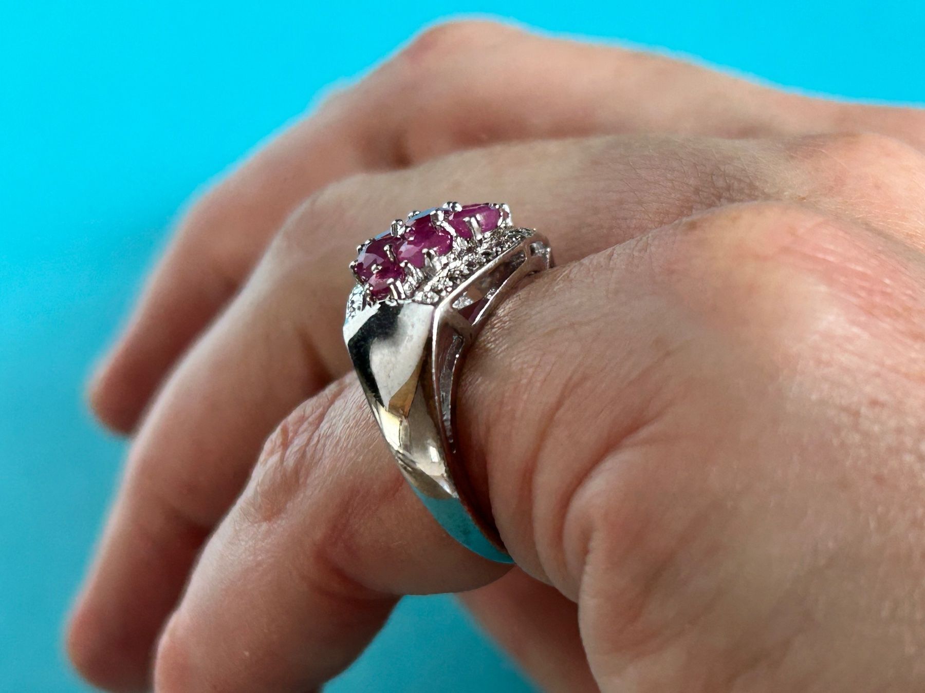 Anelli: Silberring Himbeere Spinel und Brillanten echt (53) – Usato da Dittingen venduto da Bijoubelle 2