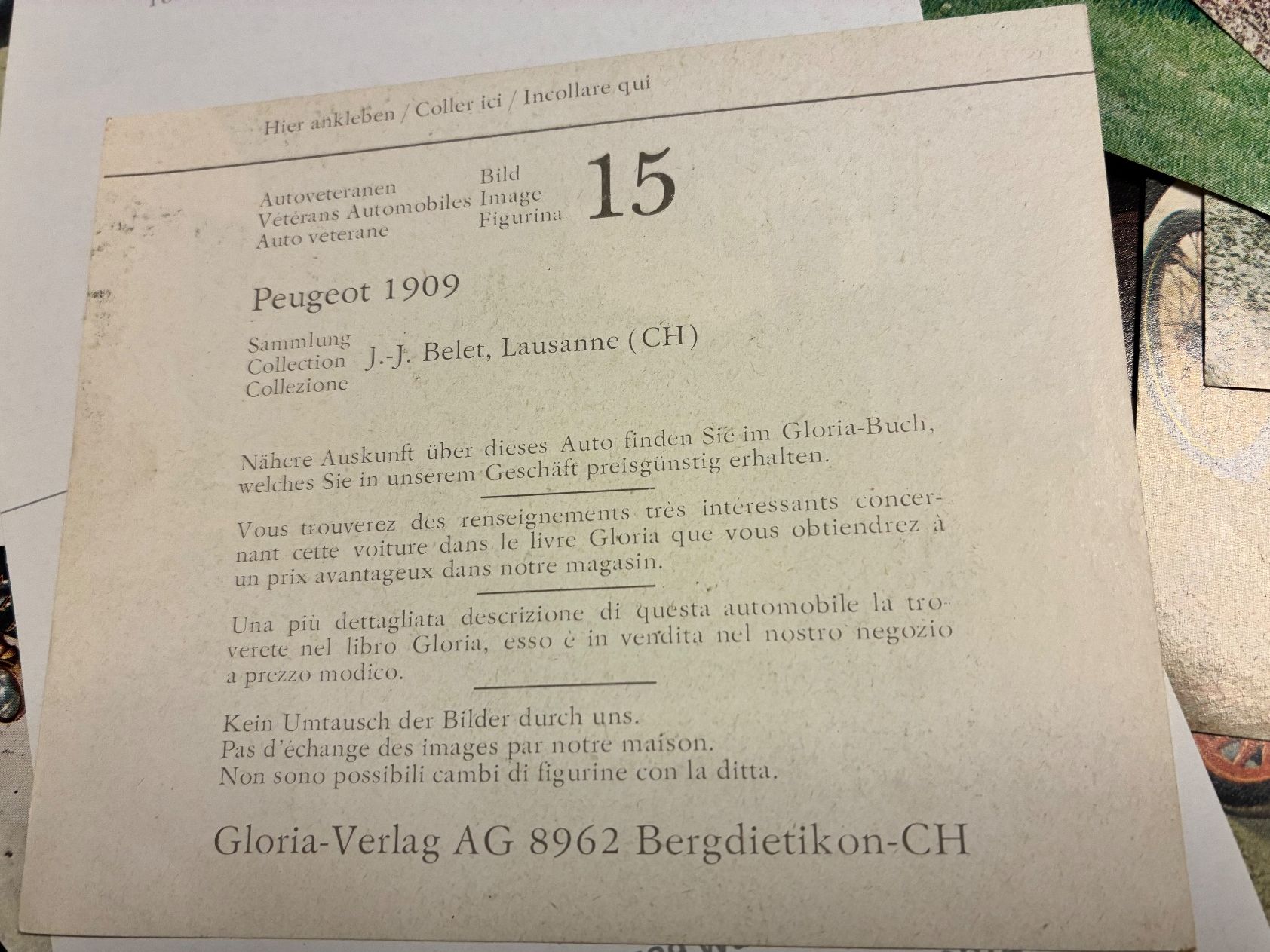 Sammelbilder & Trading cards: Sammelbilder Gloria Oldtimer – Gebraucht aus Horw von adler65 8