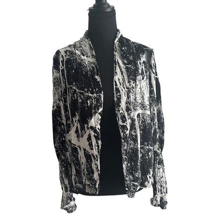 Vila Open Front Cardigan Black & White Abstract Print S
