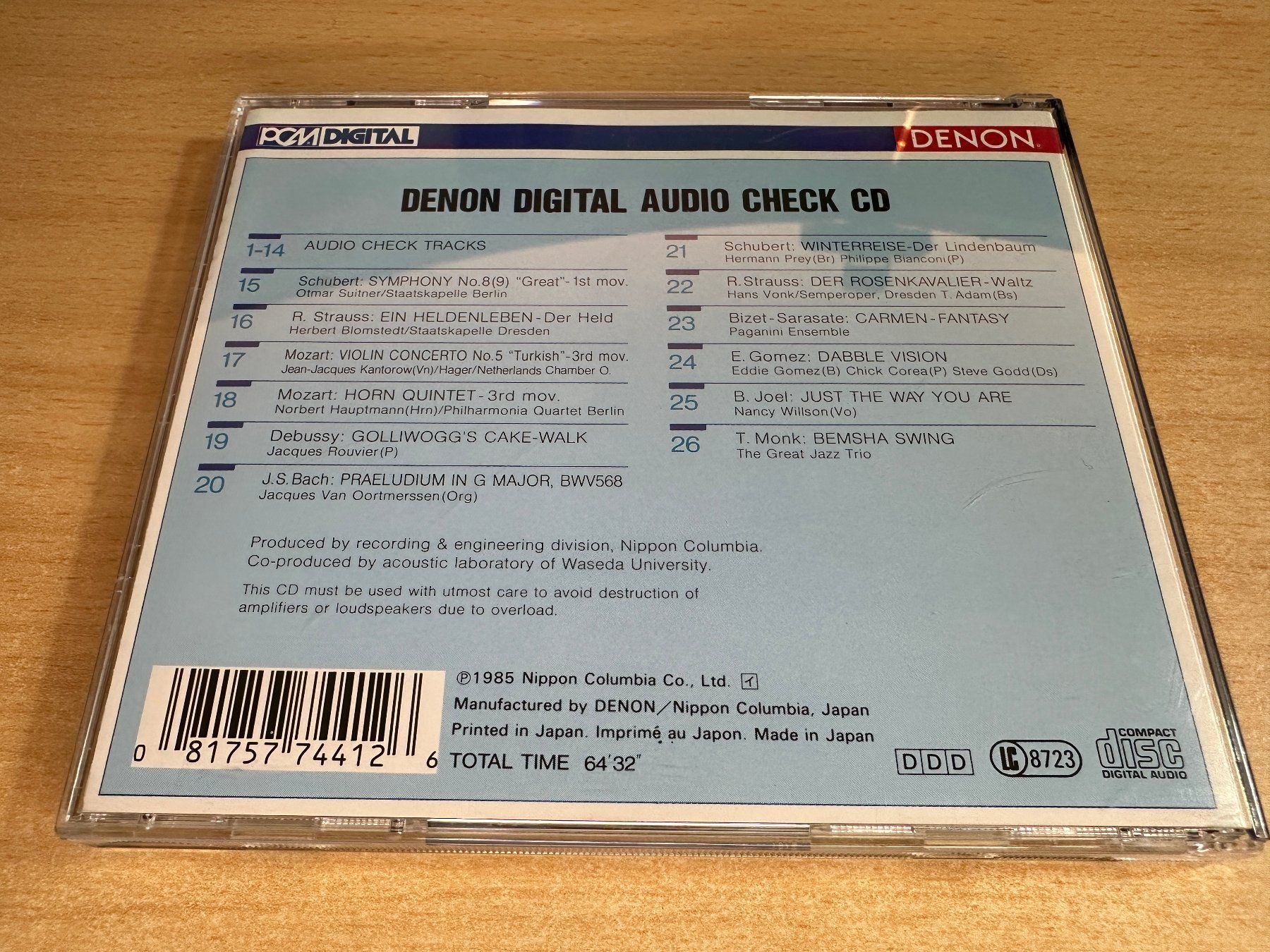 CD: E2 Denon Digital Audio Check CD – Usato da Rikon im Tösstal venduto da Alpenmutz 1