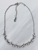 Collier silber mit weissen Kristallen