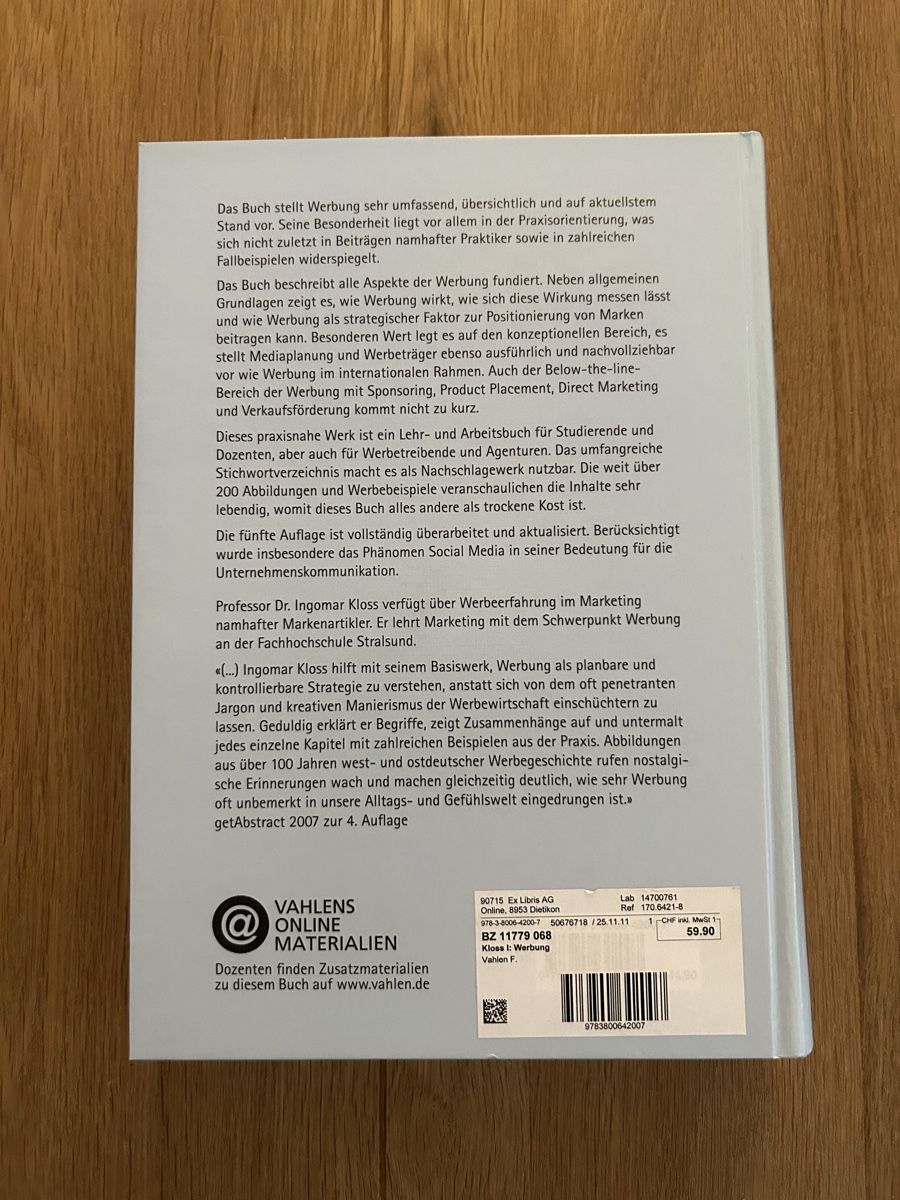 Libri: Werbung. Buch für Studium & Praxis 2012 – Usato da Bern venduto da kat_sm88 5