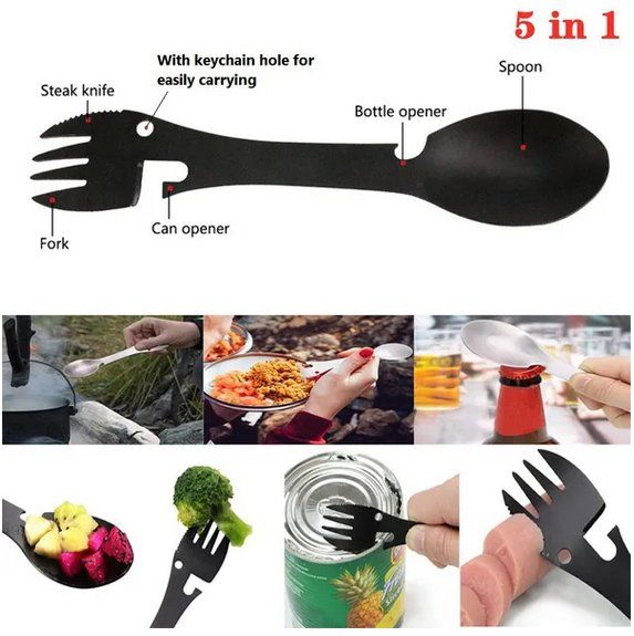 Set di posate: Göffel  5 in 1 Gabel Messer Löffel Multifunktionstool Metall – Nuovo e nell'imballaggio originale da Walenstadt venduto da SchnaeppchenRabe 3