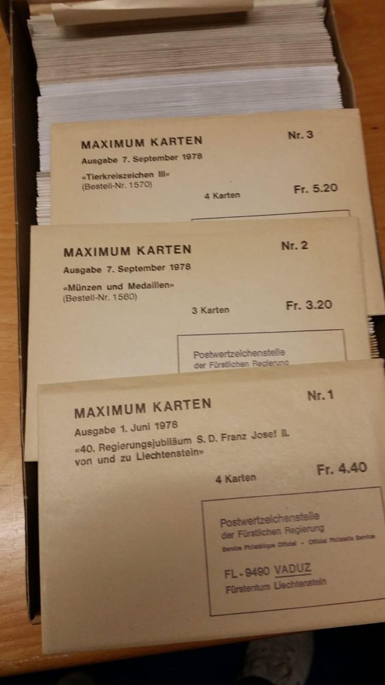 Tutti i francobolli: LIECHTENSTEIN, MAXIMUMKARTEN 1978-2000 – Nuovo (secondo la descrizione) da Wetzikon ZH venduto da Philimpex 3
