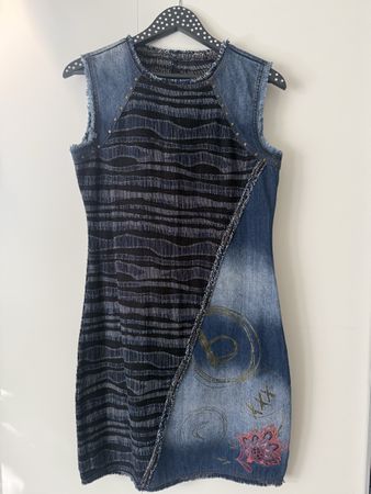 Desigual Kleid Denim-Mix ärmellos Grösse 40 Baumwolle