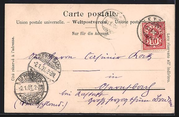 Ansichtskarten: AK Veytaux, Teilansicht mit Bergen, 1901 – Gebraucht aus Berlin von bartko-reher 1