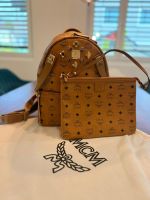 Original MCM Rucksack Cognac mit Nieten – inkl. NEUEM Clutch