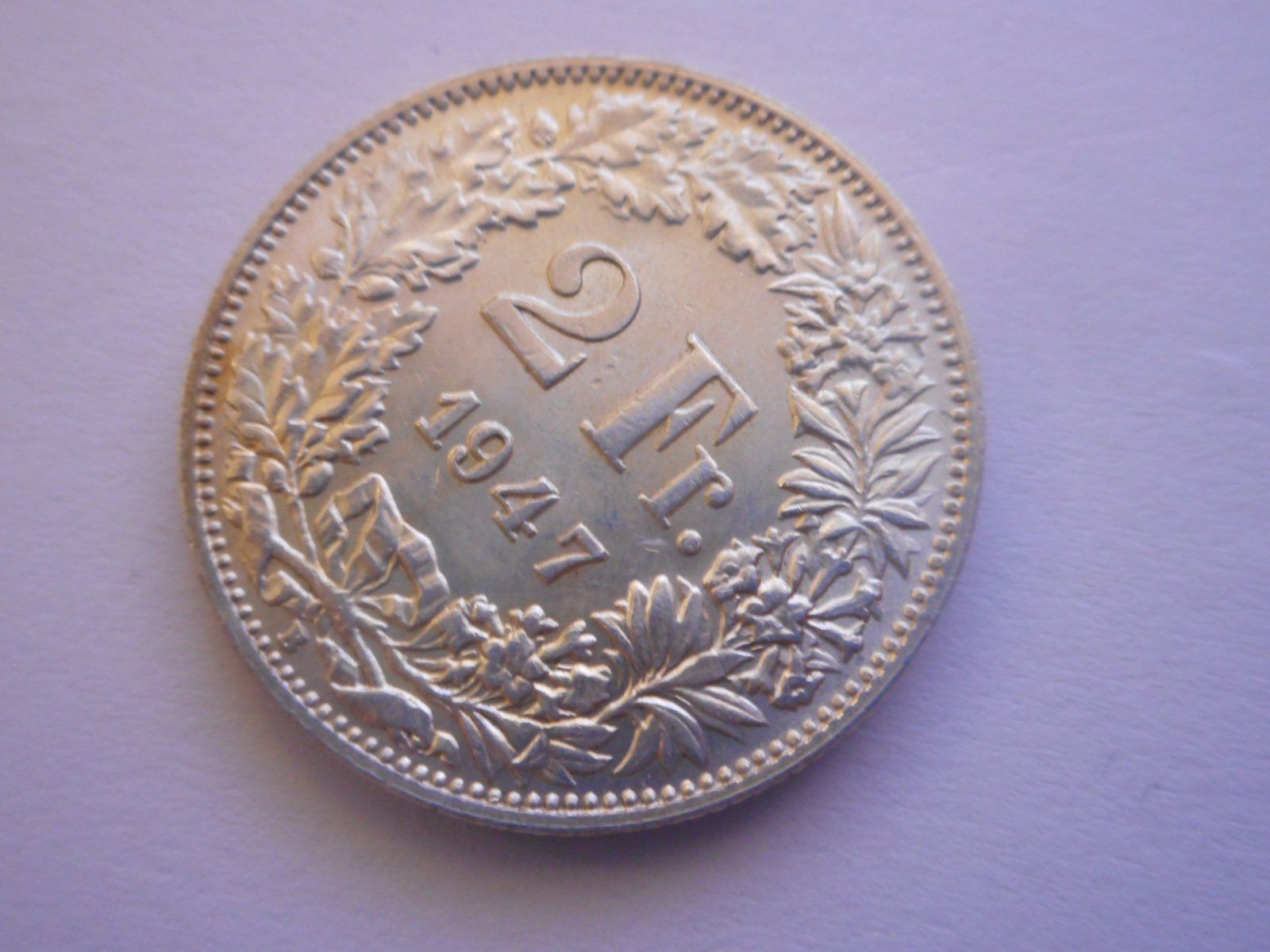 Toutes les monnaies: 2 Fr. 1947 silber  unz/stgl – Neuf (Voir description) à Kriegstetten par pizlad2010 2