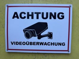 3Stk. ACHTUNG VIDEOUEBERWACHUNG Schildund Montageplatte 