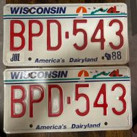  🇺🇸 2x Paar U.S. Autoschild, Wisconsin BPD-543 - ORIGNAL