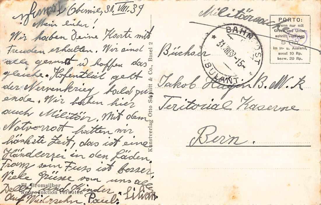 Cartoline postali: 2 uralte Ansichtskarten OBERWIL BL 1910/39 EISBAHN !!! – Usato da Winterthur venduto da SchatzchischtliWinti 3