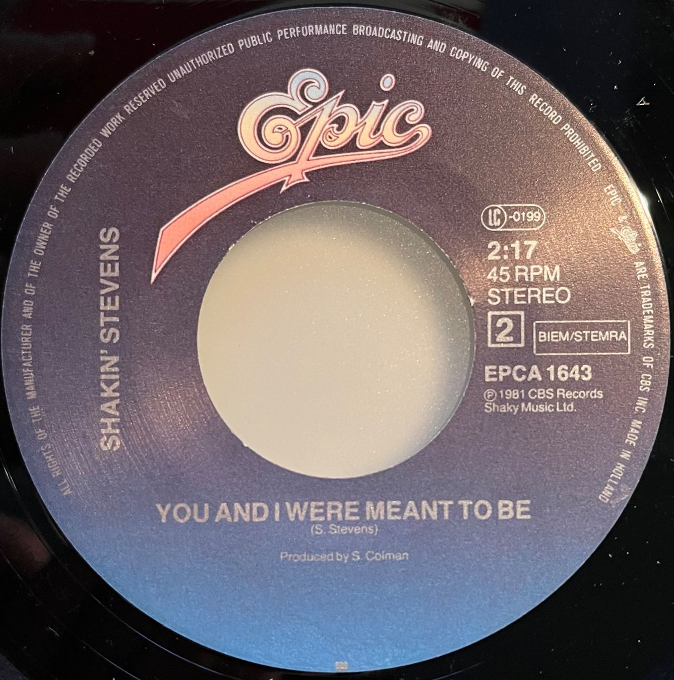 Schallplatten: SHAKIN STEVENS - IT’S RAINING – Gebraucht aus Bussigny von vinyl-pas-cher 3