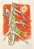 CARIGIET ALOIS "Spechtbau"Original handsignierte Lithografie