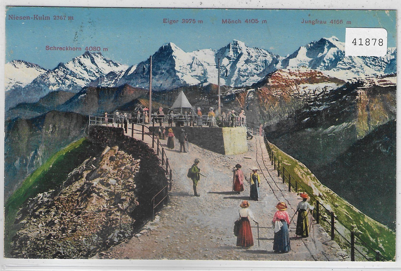 Cartoline postali: Niesen-Kulm - animee belebt - Litho – Usato da Ettingen venduto da Kartenplanet
