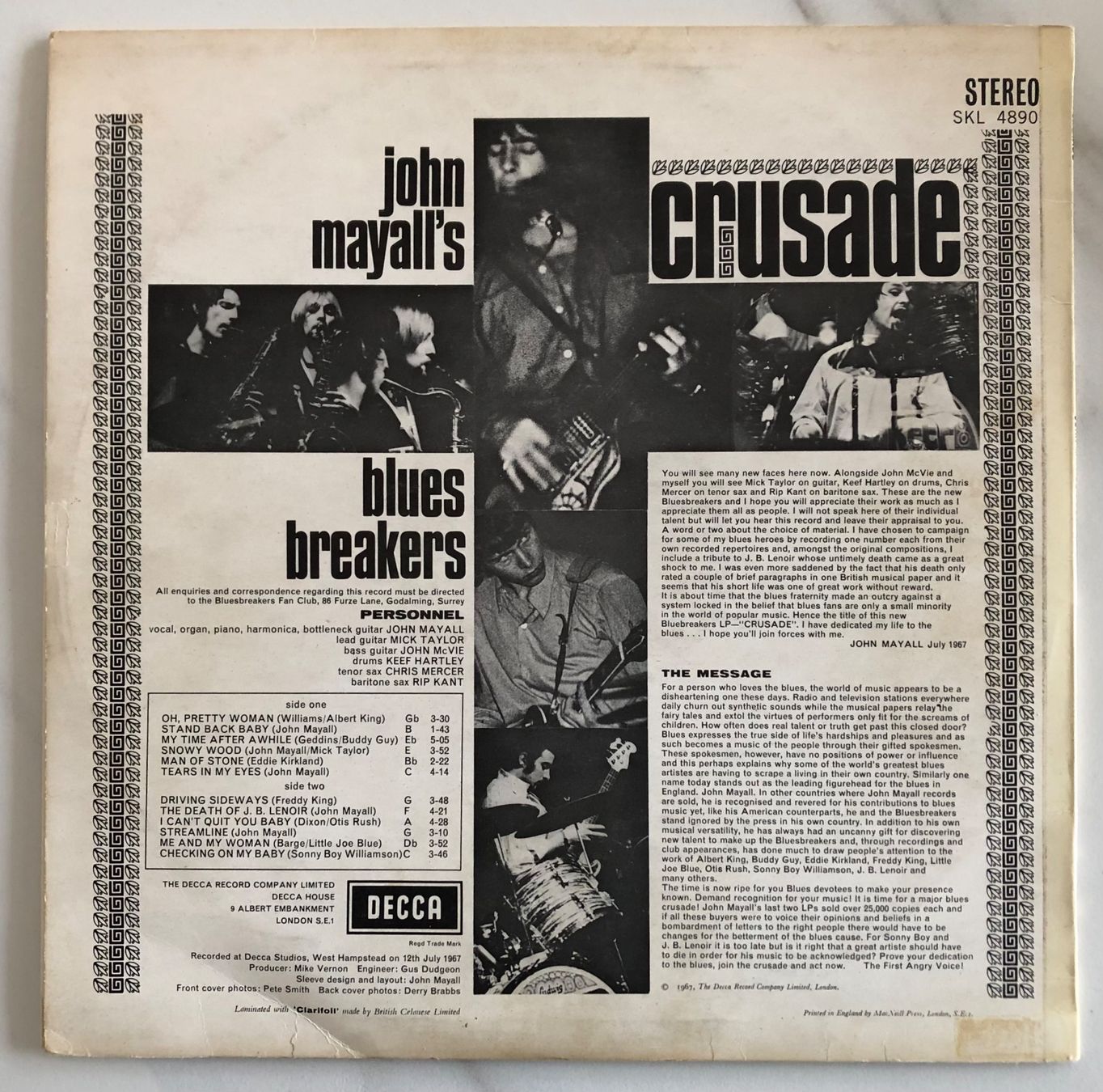Vinyles: JOHN MAYALL, JOHN MAYALL'S BLUESBREAKERS - CRUSADE – D'occasion à Poliez-Pittet par Newtown-Records 1