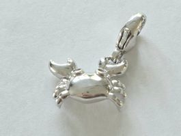 Charm Anhänger Silber 925 "Krabbe" (rhodiniert) - Neu