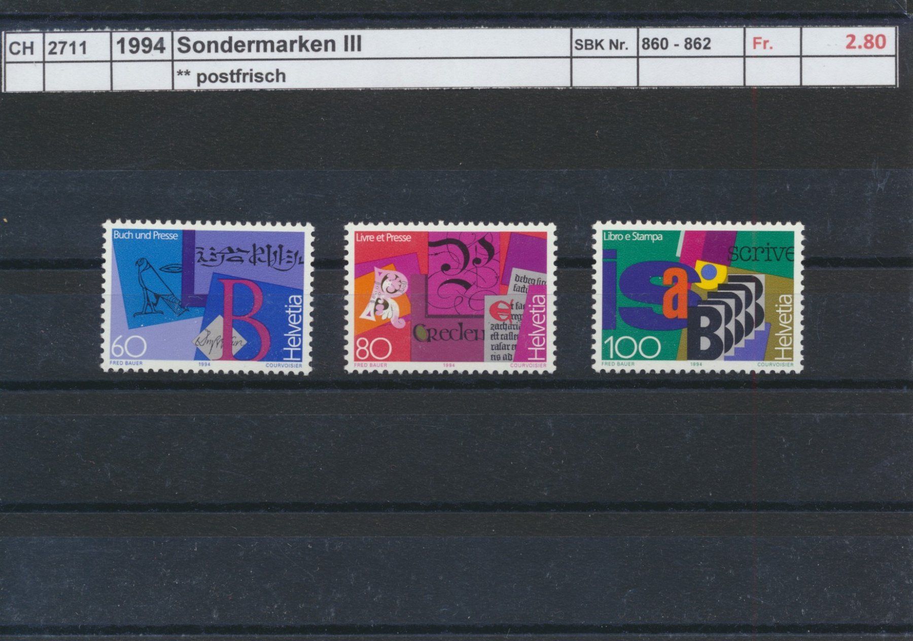 Tous les timbres: 1994 "Sondermarken III", ** postfrisch – Neuf (Voir description) à Winterthur par Zupogeru