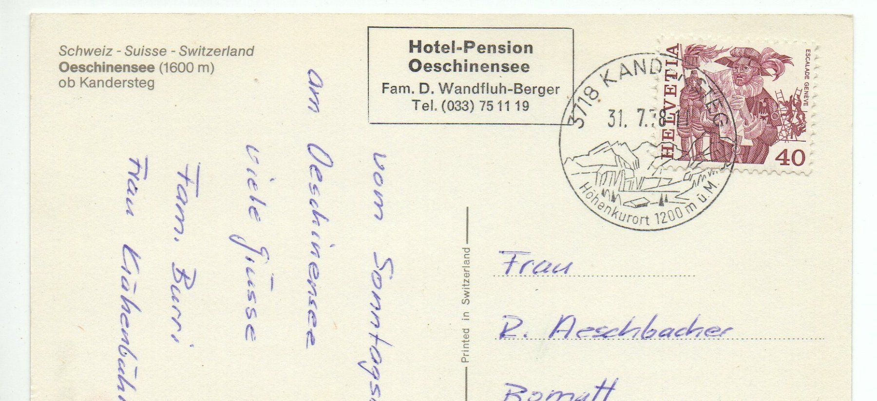 Ansichtskarten: KANDERSTEG Oeschinensee – Gebraucht aus Jona von philajona 1