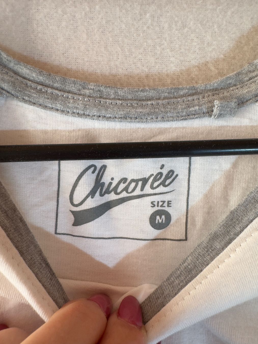 T-shirt: Grau-weisses Shirt von Chicoree Gr. M – Usato da Grosswangen venduto da second_hand_dress 2