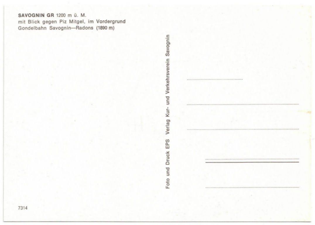 Cartoline postali: Savognin - Gondelbahn Radons – Usato da Binningen venduto da Mountainrider 1
