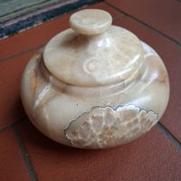 Schmuckdose  Alabaster Vintage Dose Dose mit Deckel Stei