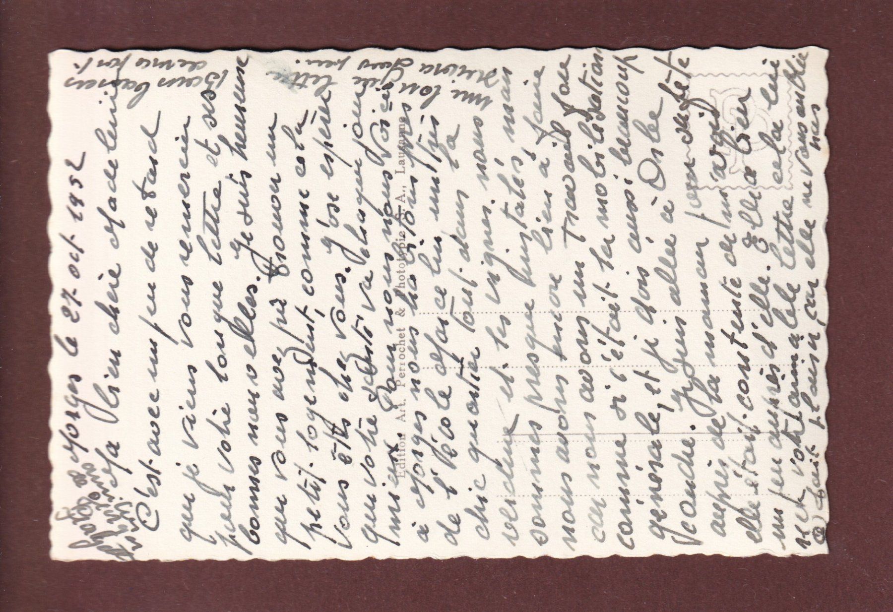 Cartoline postali: MORGES et le Mont Blanc - 1952 – Usato da Pully venduto da nicecards 1