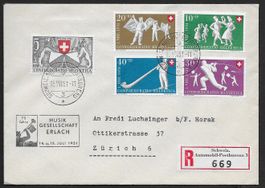 1951 R-Satzbrief Erlach Sonder-o B51-55 sauber selten ab 1.-