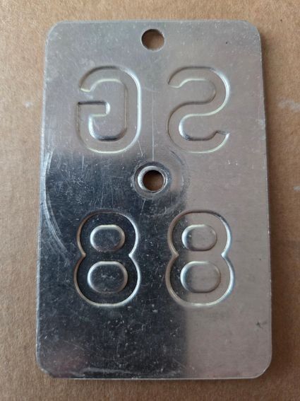 Sachs Insegne: Velonummer SG 88 plaque Velo – Usato da Schenkon venduto da Uhu007 1