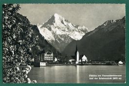 Flüelen am Vierwaldstättersee mit Bristenstock,1956,gelaufen