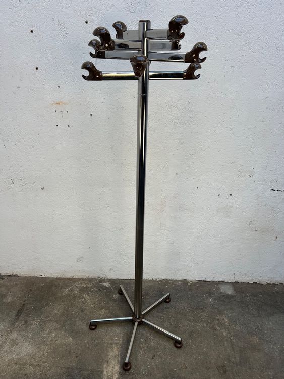 Porte-Chapeaux Chromé GERSO 9 Supports - Hauteur Réglable 85-150 Cm - Comptoir Ou Sol