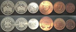 UGANDA KMS 1966 Polierte Platte, lose, 6 Werte PP