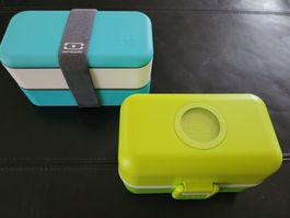 2 Monbento Lunchboxen blau und grün gebraucht guter Zustand