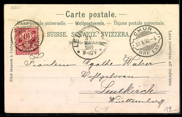 Cartoline postali: Lithographie Chur, Plessurquai, Passugg-Quellen – Usato da Berlin venduto da bartko-reher 1