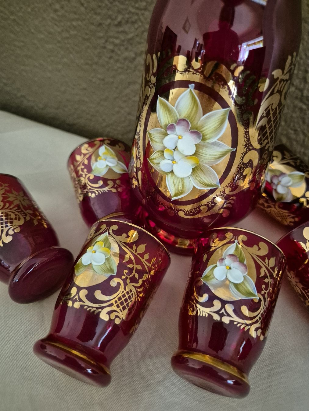 Murano Caraffe: Murano Glas Set, Karaffe und 6 Gläser, Handarbeit – Usato da Eschlikon TG venduto da zuzanka80 1