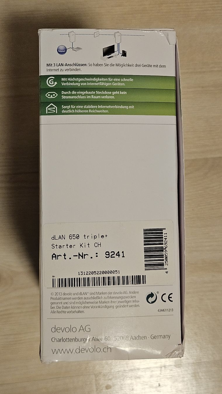 Devolo Laufwerke & Adapter: Devolo dLAN 650 triple+ Starter Kit Powerline CH Steckdosen – Gebraucht aus Täuffelen von Xsp 2